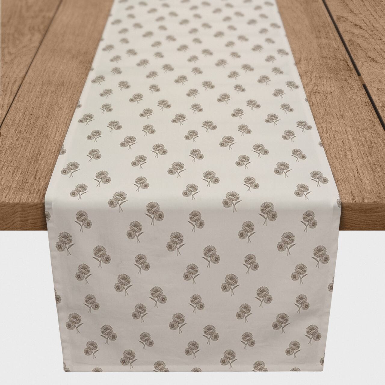90&#x22; Delicate Floral Cotton Twill Runner
